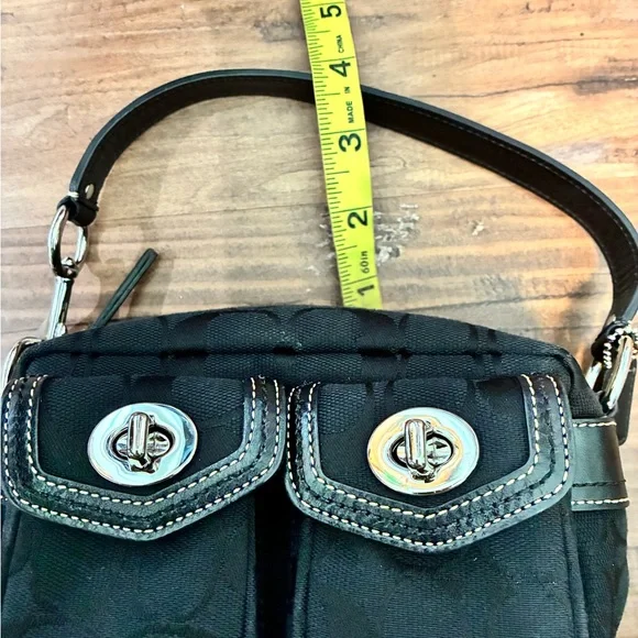 Coach Vintage Y2K MINI Black Satchel Purse Women's Handbag Jaquard Canvas Sig C - Picture 11 of 14